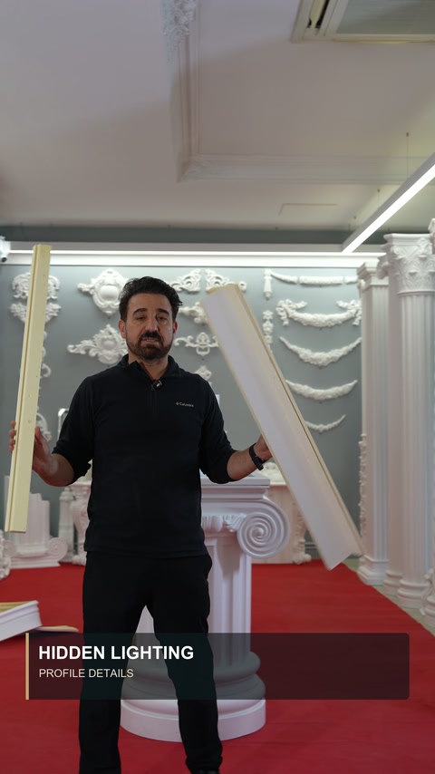 Farklı genişliklerdeki poliüretan profil parçaları birlikte gösteriliyor