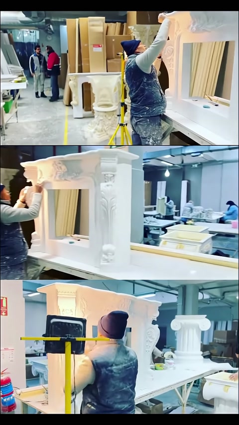 Oyma motifli masa gövdesinin üretim sırasında genel görünümü