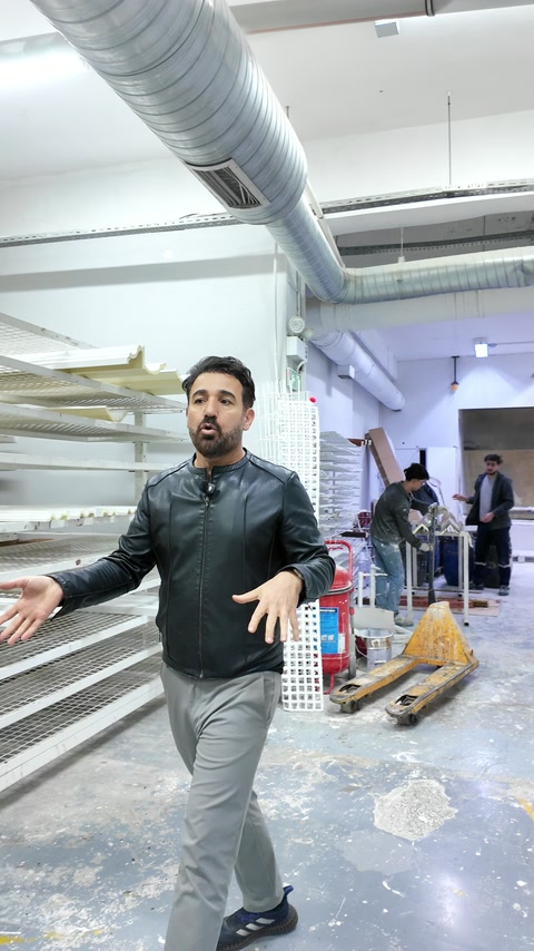 Hava kurutma raflarında farklı biçimlerde beyaz parçalar sıralanıyor