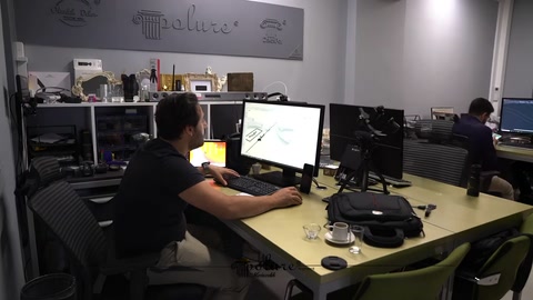 Tasarım ofisinde poliüretan dekorasyon modelleri bilgisayar ortamında hazırlanıyor.