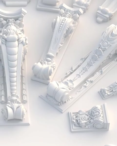 İnce yaprak bezemeli payandalar ile kabartmalı modeller birlikte sunuluyor.