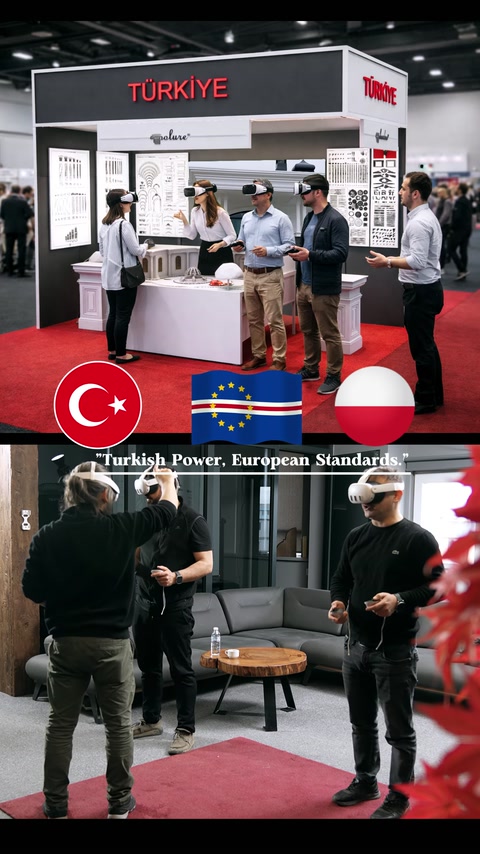 İç mekânda sanal gerçeklik uygulamasını deneyen ziyaretçiler
