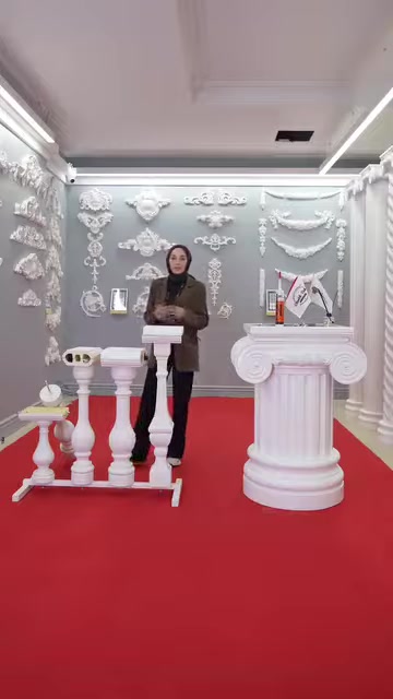 Sergi alanında poliüretan badastrol, küpeşte ve dekoratif sütun modelleri