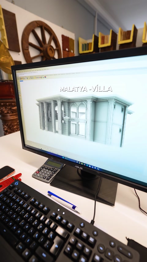 Malatya villa projesinin çıkmalı ve söveli cephe tasarımı