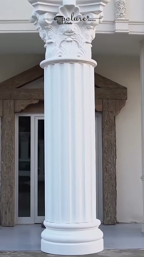 60 cm Dairesel Korint Sütun Başlığı, Desenli Ayak ve Yivli Sütun
