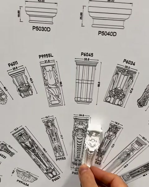 Oyma desenli dekoratif payanda numunesi katalog seçenekleriyle eşleştiriliyor