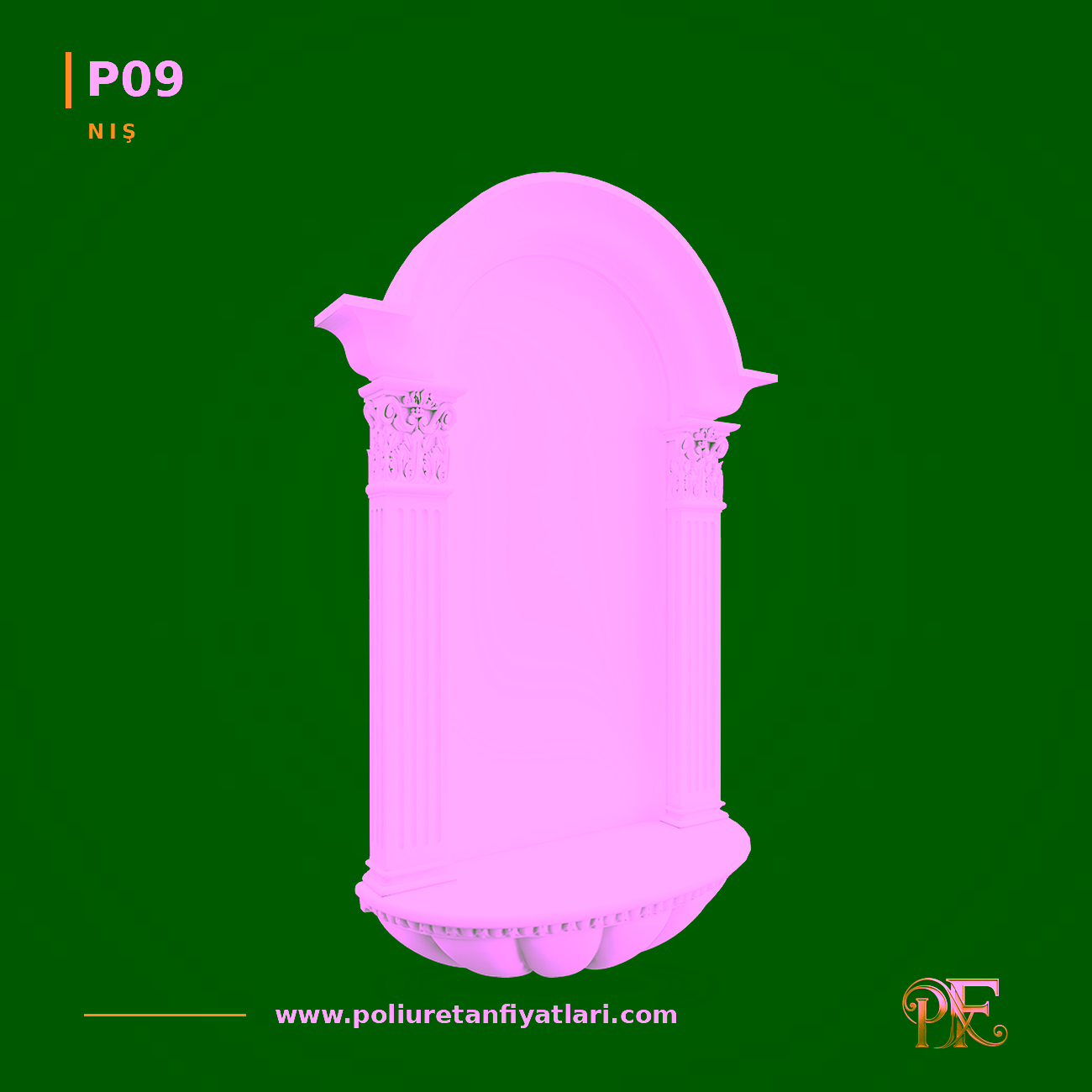 Poliüretan Klasik Oyma Motifli Duvar Nişi 250x680x1070 mm