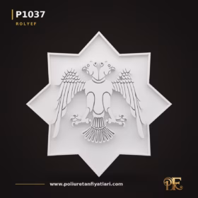 Poliüretan 90×90 cm Çift Başlı Kartal Rölyef Duvar Paneli
