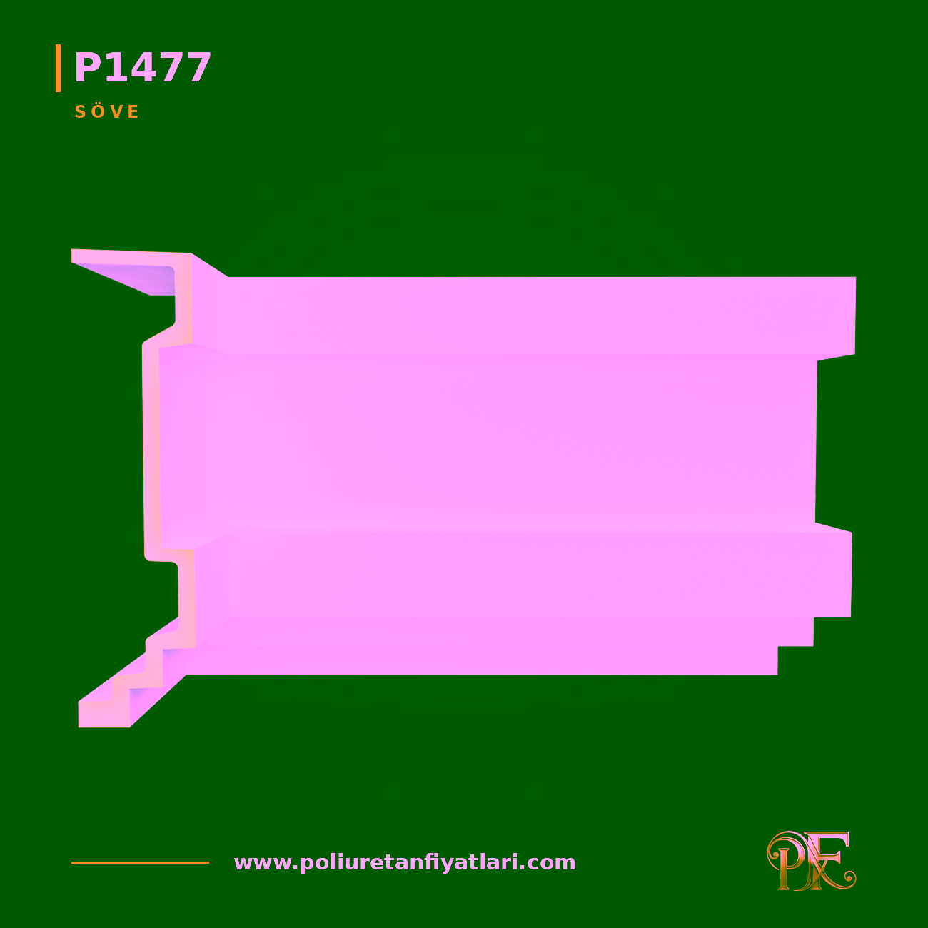 Poliüretan Pürüzsüz Düz Pencere Söve Modeli 177x715 mm