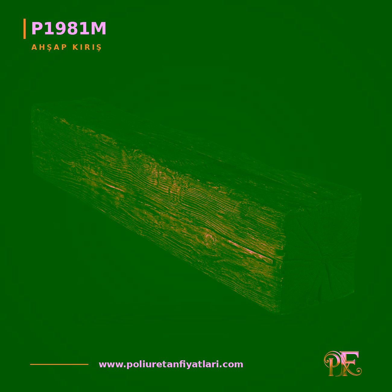 Poliüretan Ahşap Kiriş Kütük Modeli 200x3000x200 mm