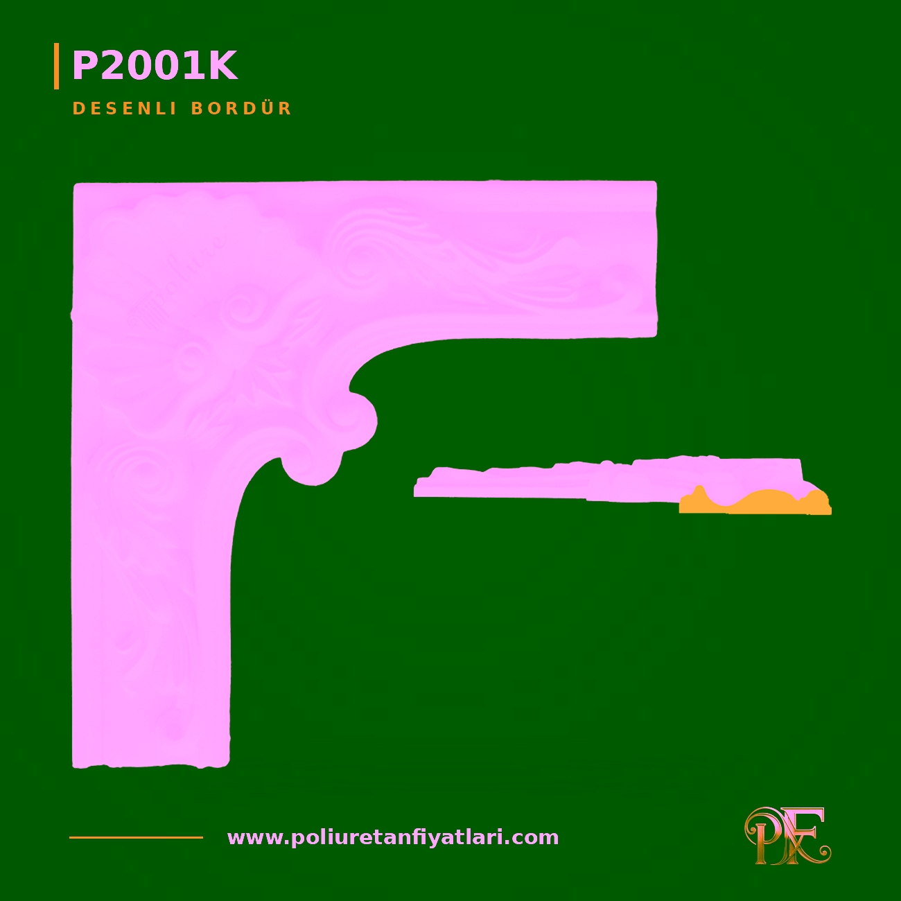 Poliüretan 46x46 cm Desenli Köşe Bordür Modeli