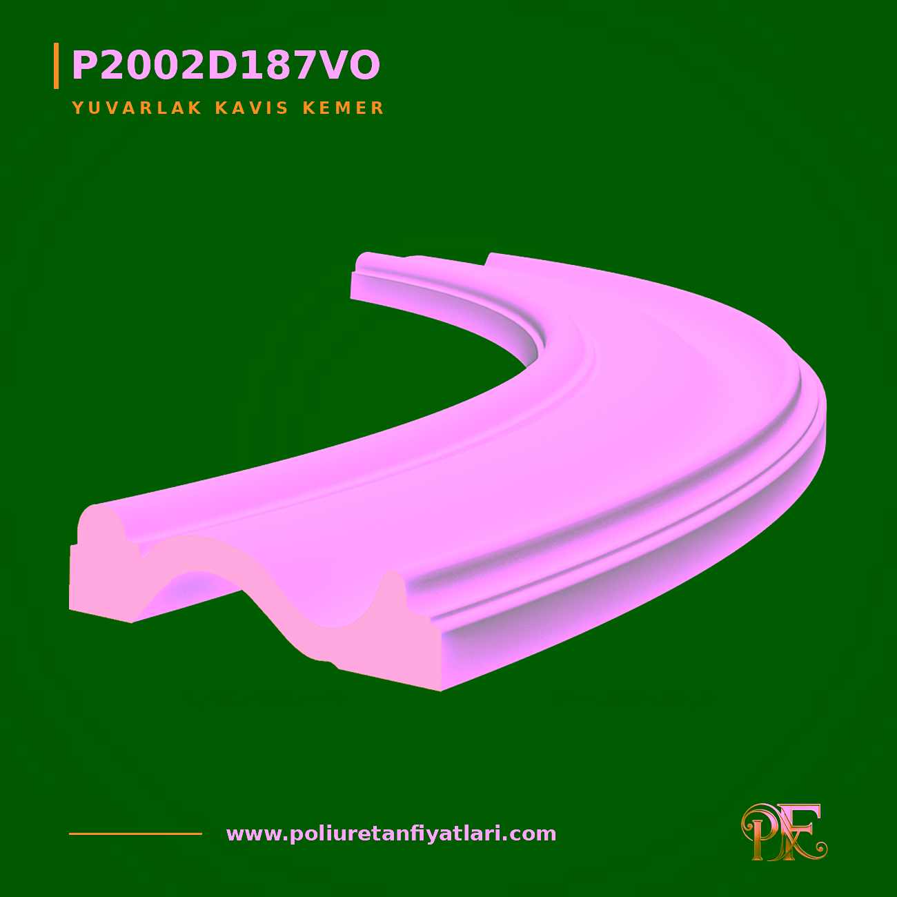 Poliüretan Düz Yuvarlak Kavis Kemer Profil 37x1180x300 mm