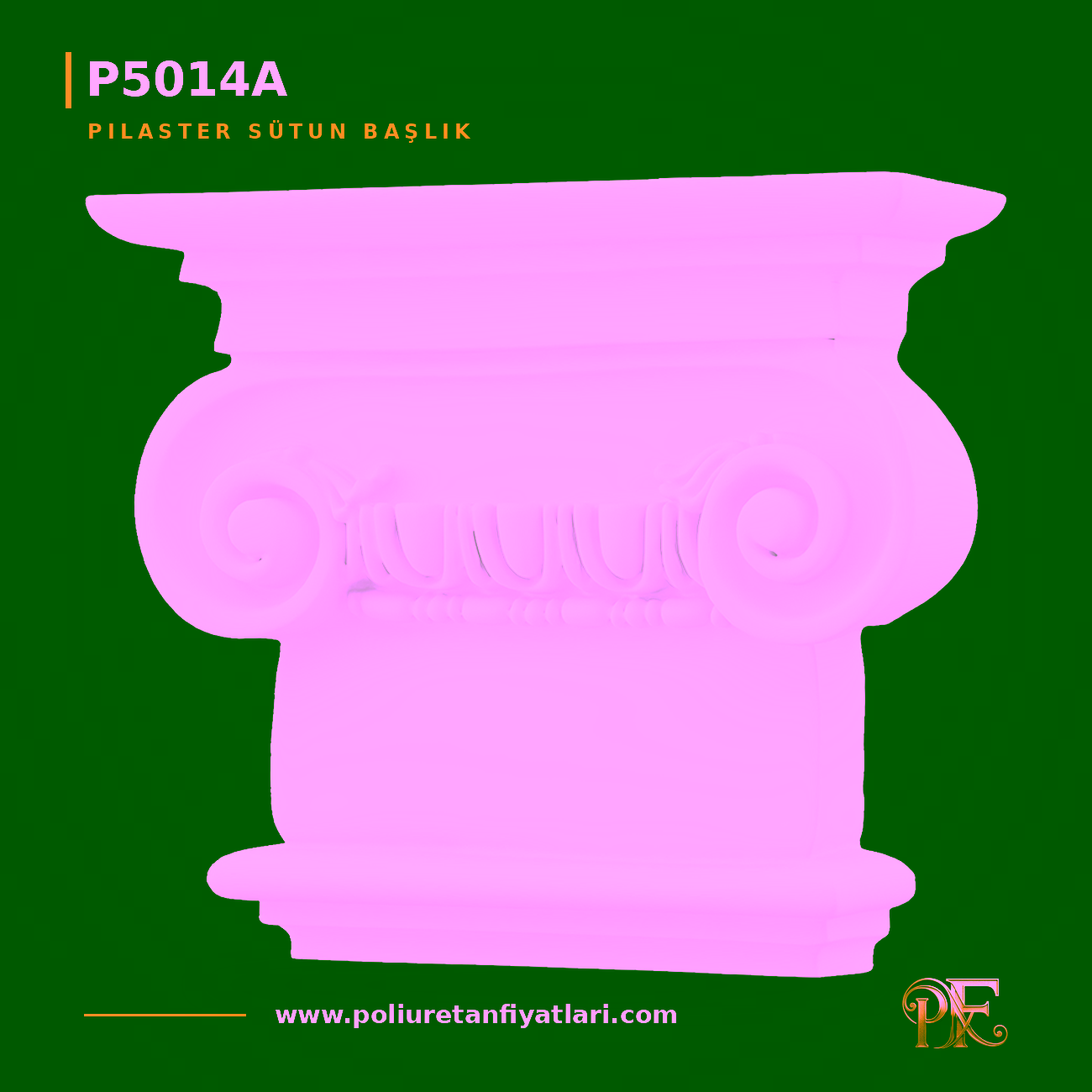 69x218 mm İyonik Desenli Poliüretan Pilaster Sütun Başlığı