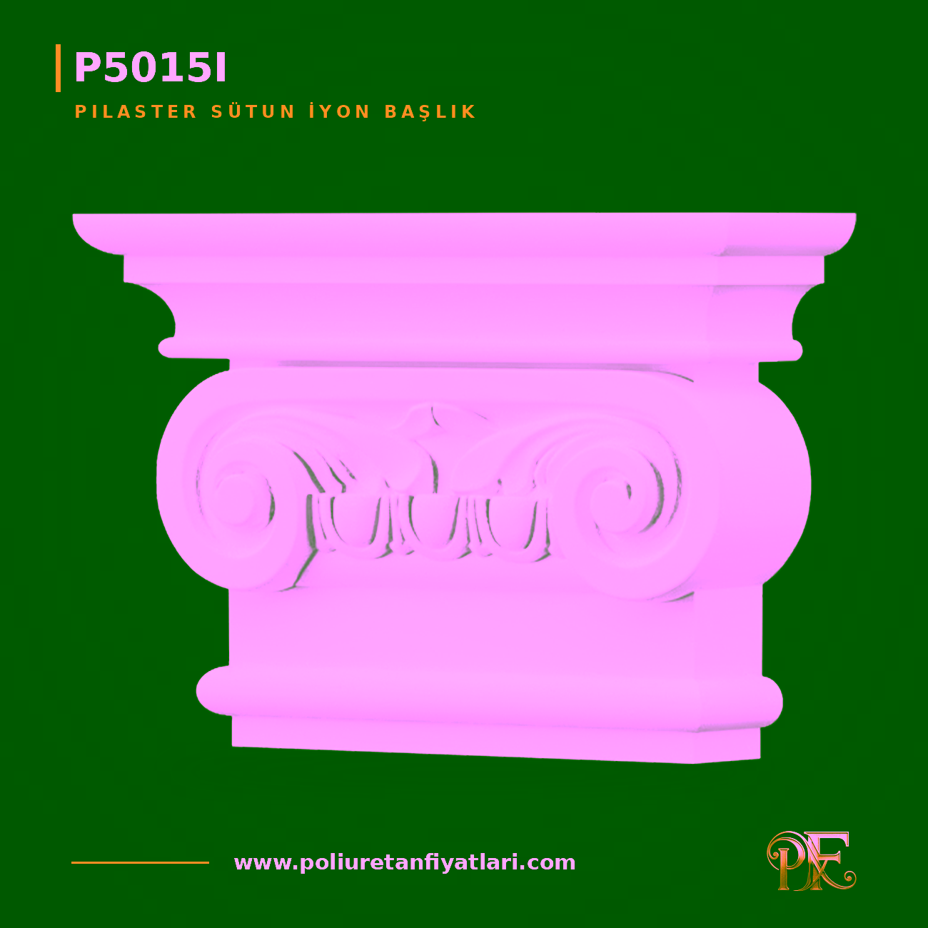 Poliüretan İyon Pilaster Sütun Başlığı 62x212x145 mm