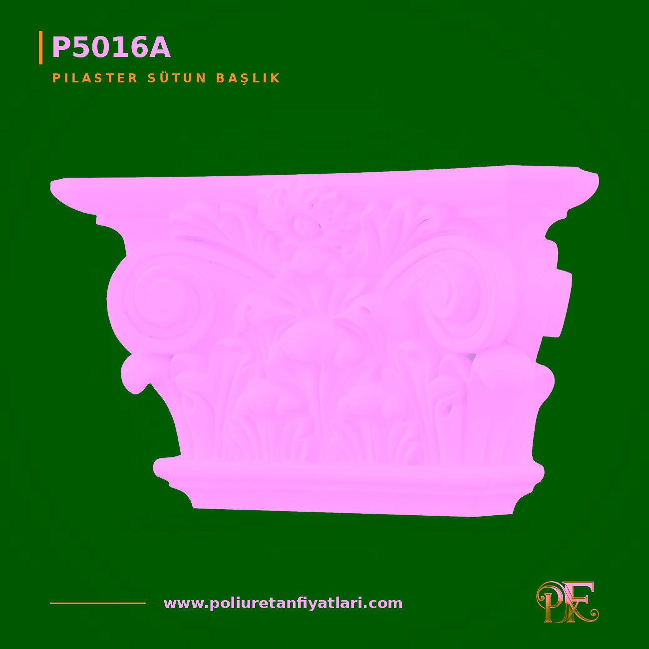 Poliüretan 89x305x177 mm Klasik Pilaster Sütun Başlığı Modeli