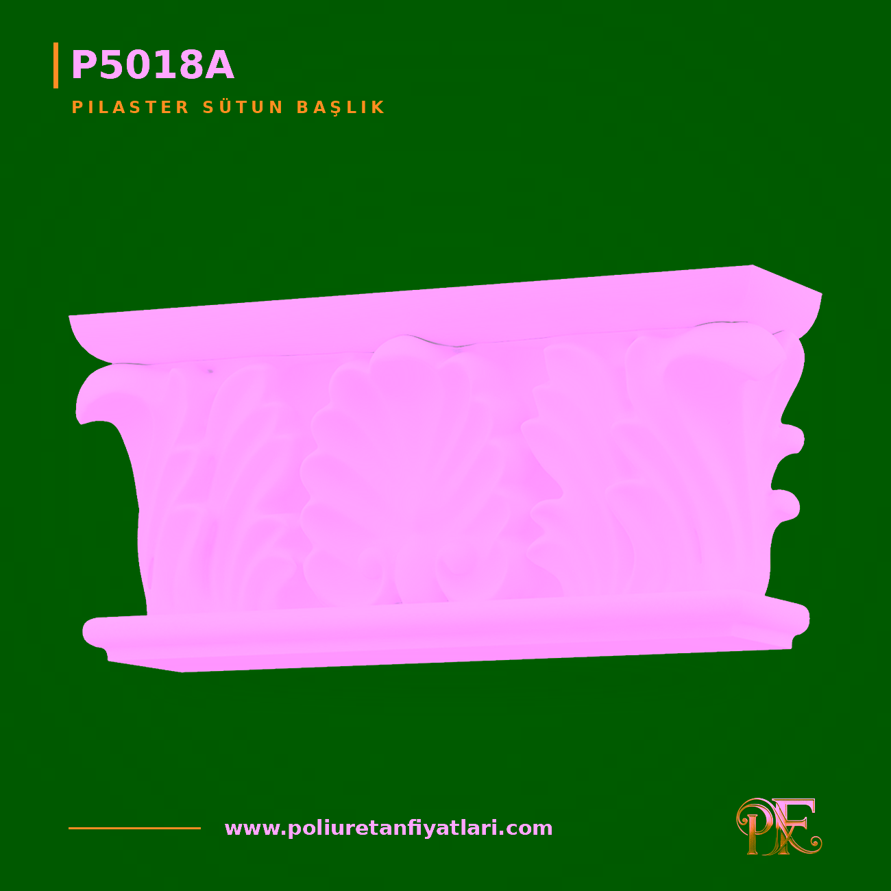 Poliüretan Pilaster Sütun Başlığı Modeli 58x229x105 mm