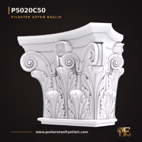 Akant Yapraklı Volütlü Pilaster Sütun Başlığı 18×36 cm