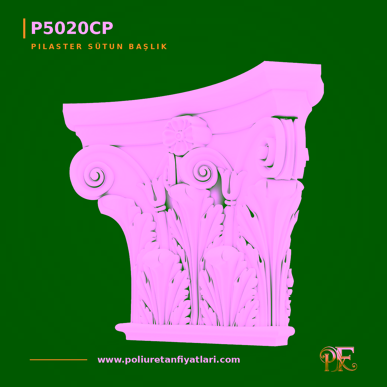 Poliüretan Pilaster Sütun Başlığı 110x360x280 mm Modeli