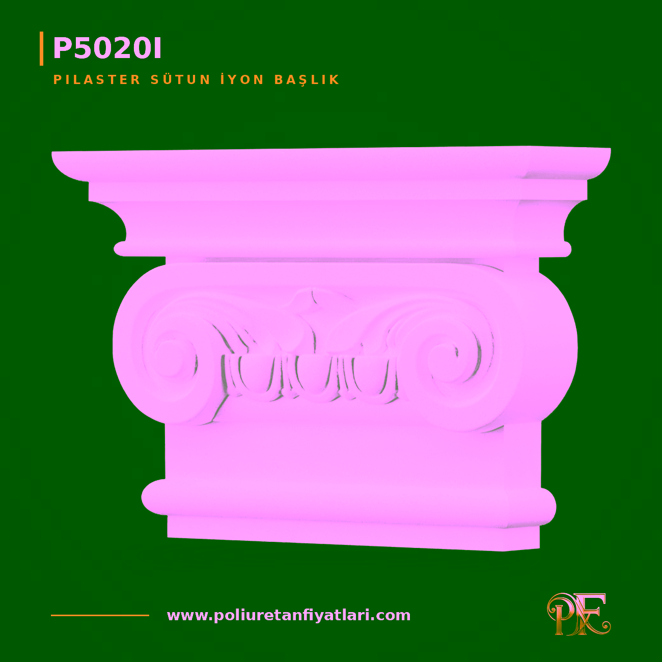 Poliüretan İyon Pilaster Sütun Başlığı 72x283x194 mm