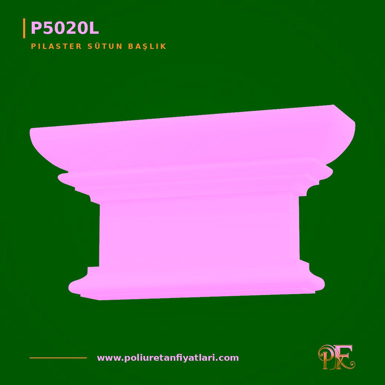 Poliüretan Pilaster Sütun Başlığı 83x315x170 mm Motifli Dekor