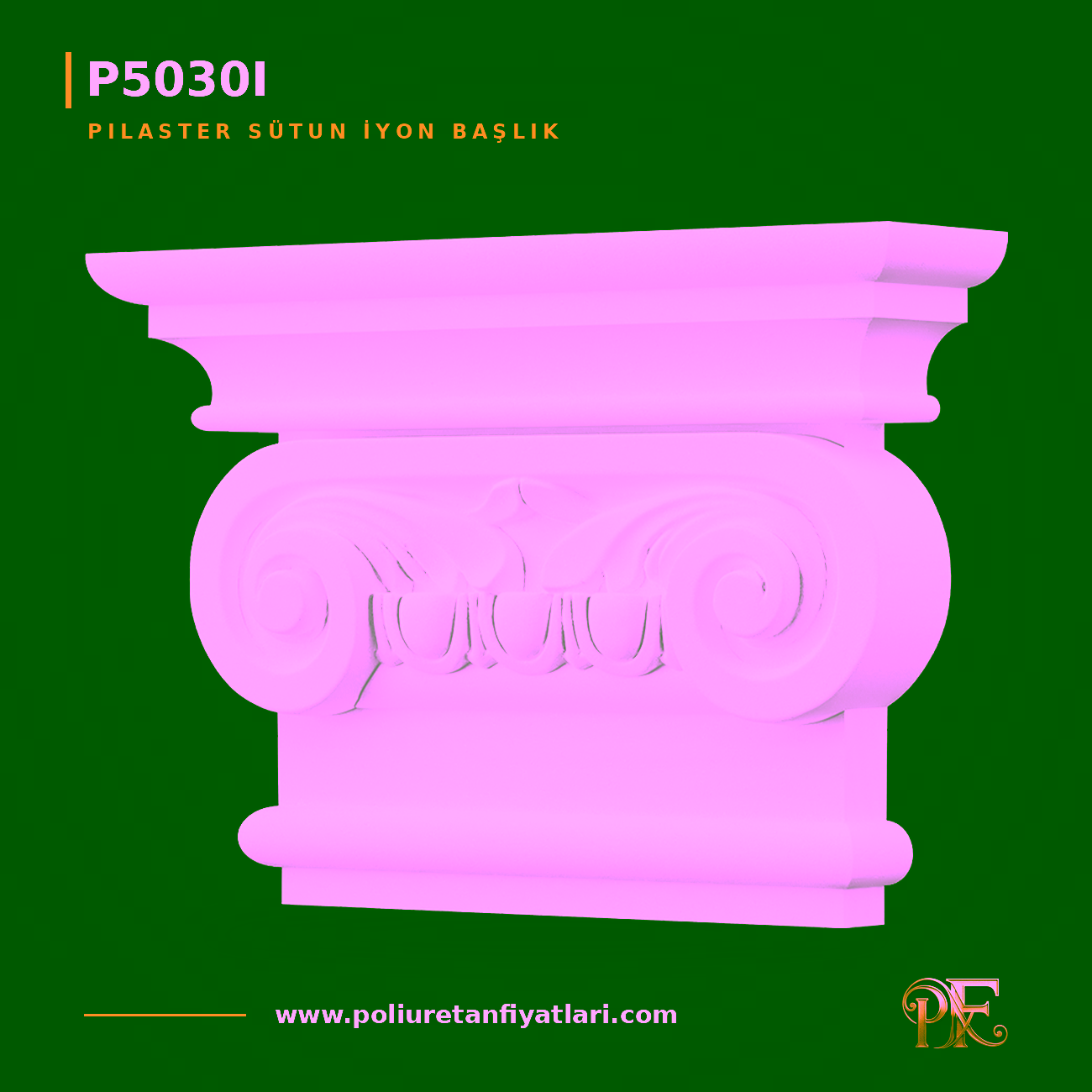 Poliüretan İyon Motifli Pilaster Sütun Başlığı 92x424 mm