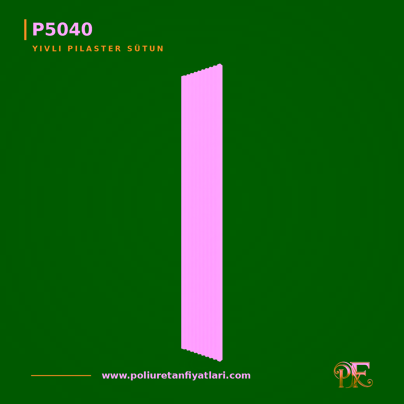 Poliüretan Yivli Pilaster Sütun 40x400x2400 mm Duvar Dekoru