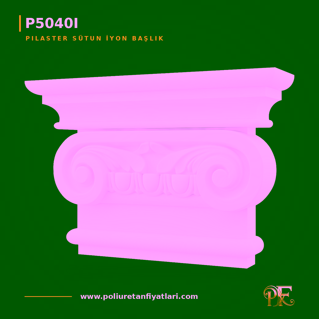 Poliüretan İyon Başlıklı Klasik Pilaster Sütun 145x595x408 mm