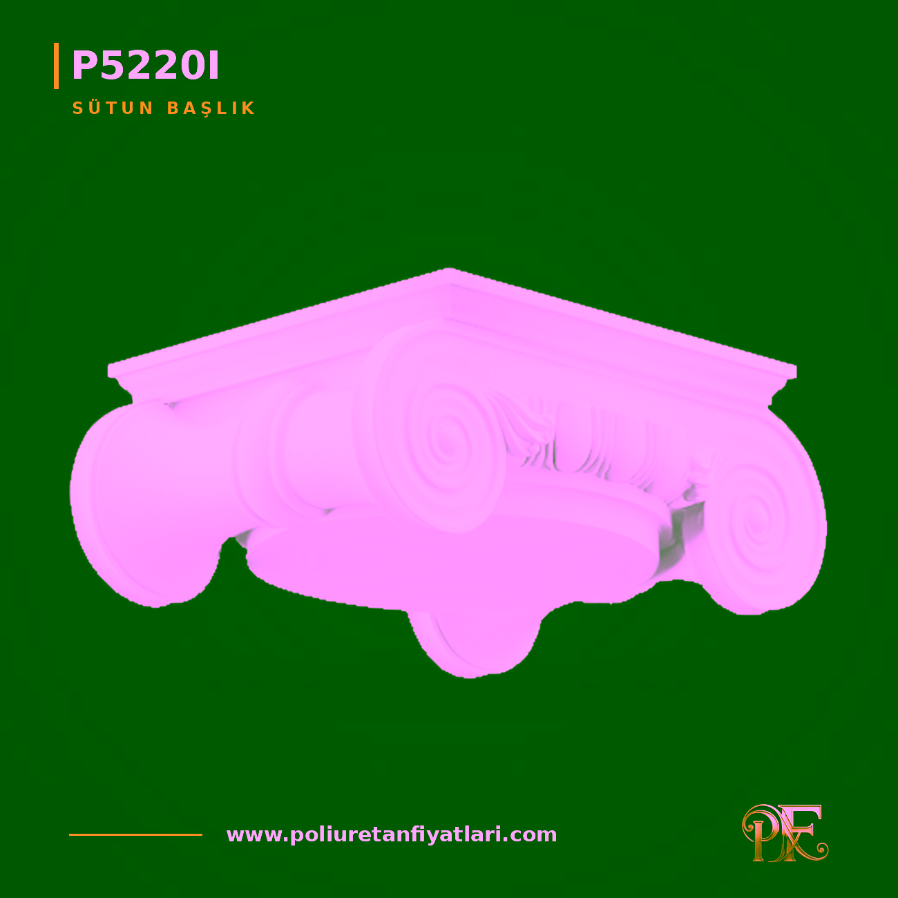 Poliüretan İyon Motifli Dekoratif Sütun Başlığı 23x31 cm