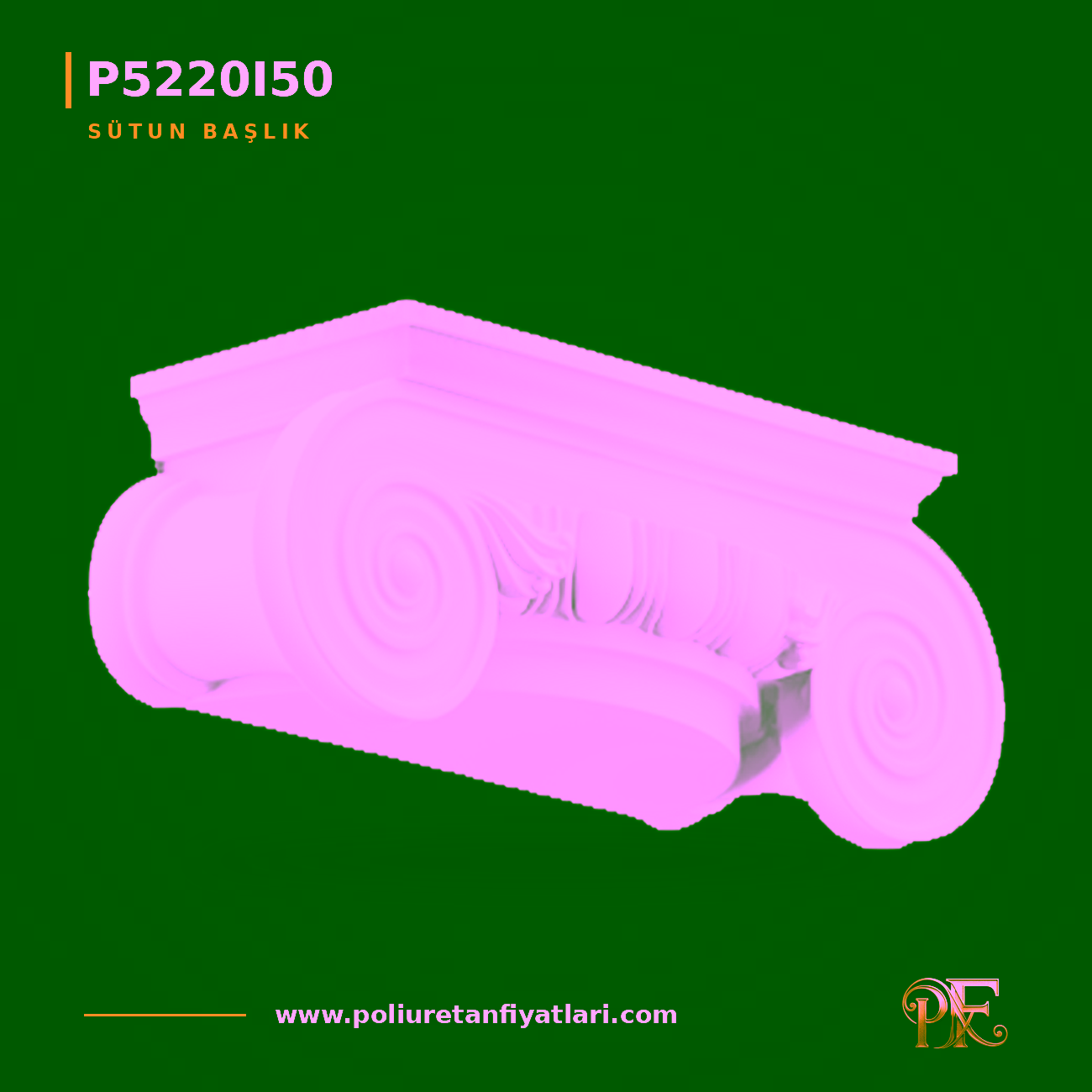 İyon Volüt Motifli Dekoratif Sütun Başlığı 118x316 mm