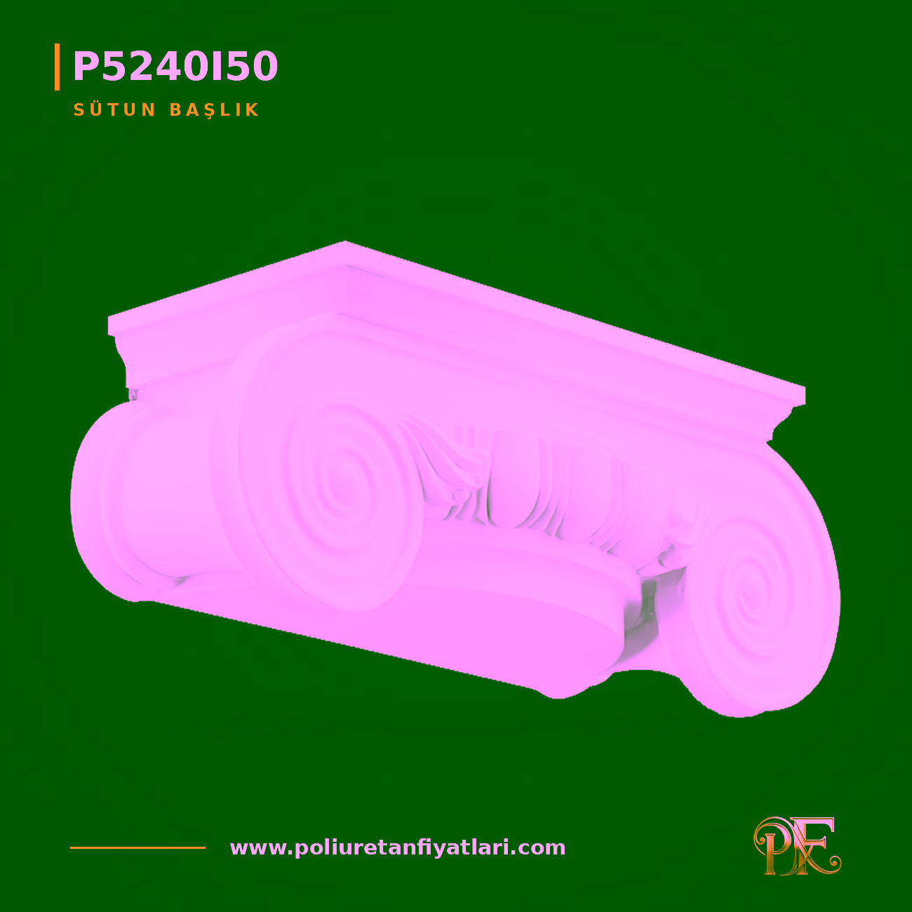 Poliüretan İyonik Sütun Başlığı 238x635 mm Model