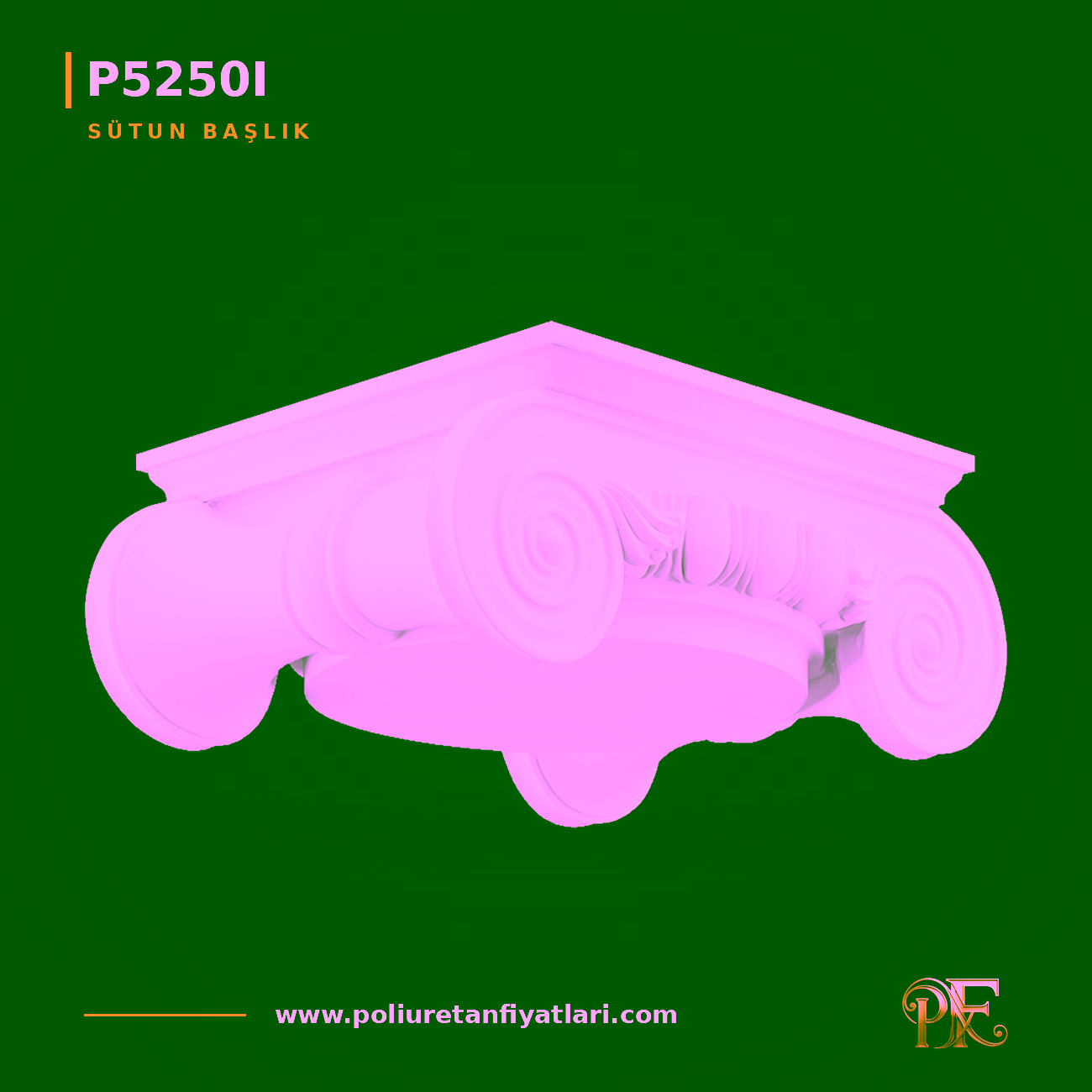 85x85 cm Poliüretan İyon Sütun Başlığı Dekoratif Model