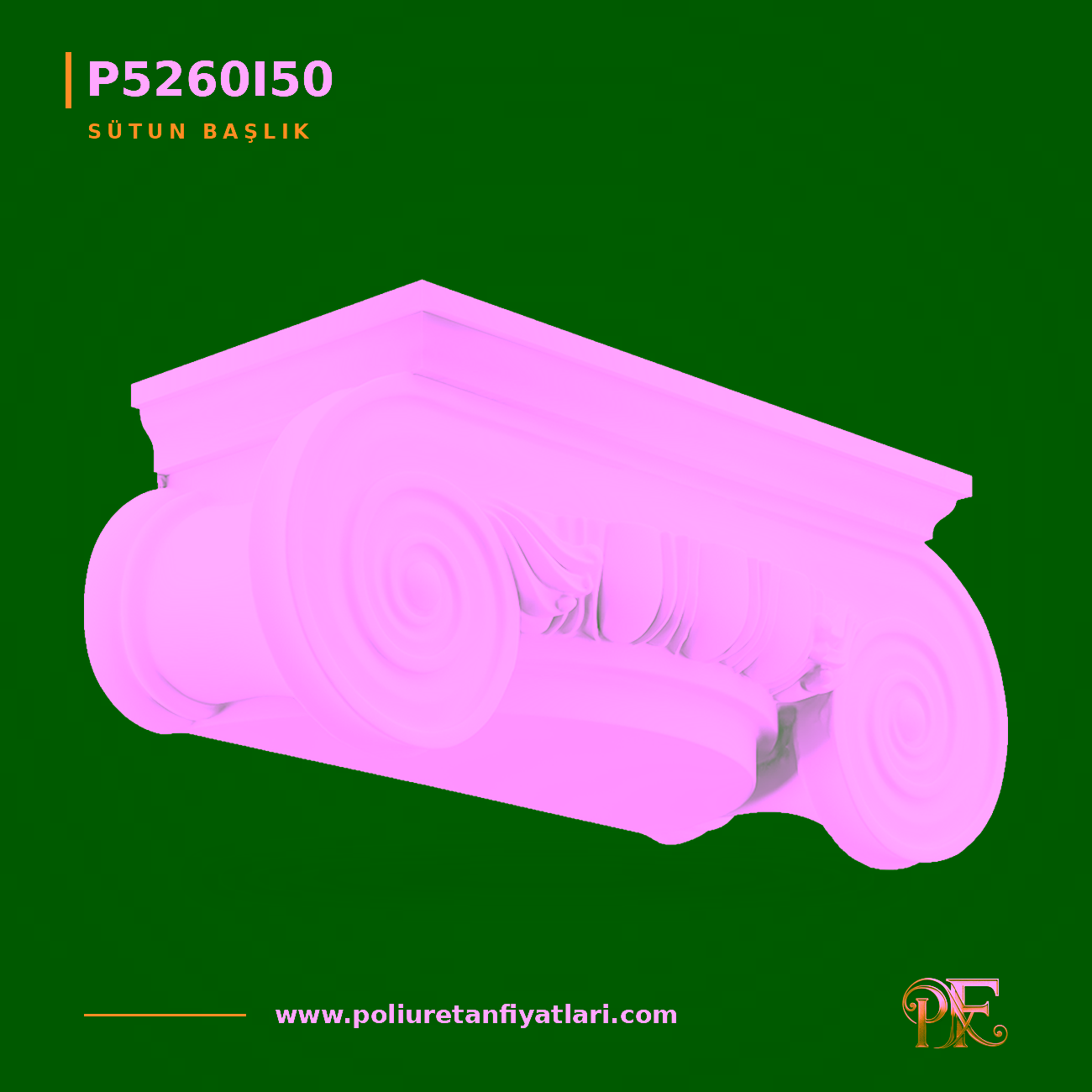 Poliüretan İyon Yarım Sütun Başlığı Model 349x933x365 mm