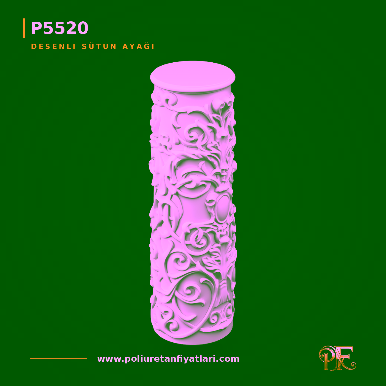 Poliüretan Klasik Desenli Sütun Ayağı 25.5x69 cm Model