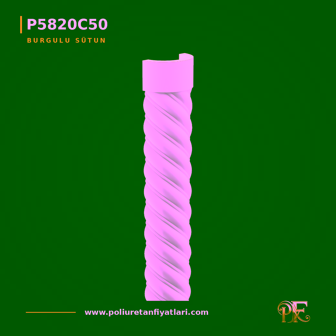 Poliüretan Burgulu Sütun 100x200x2600 mm Helezonik Sütun