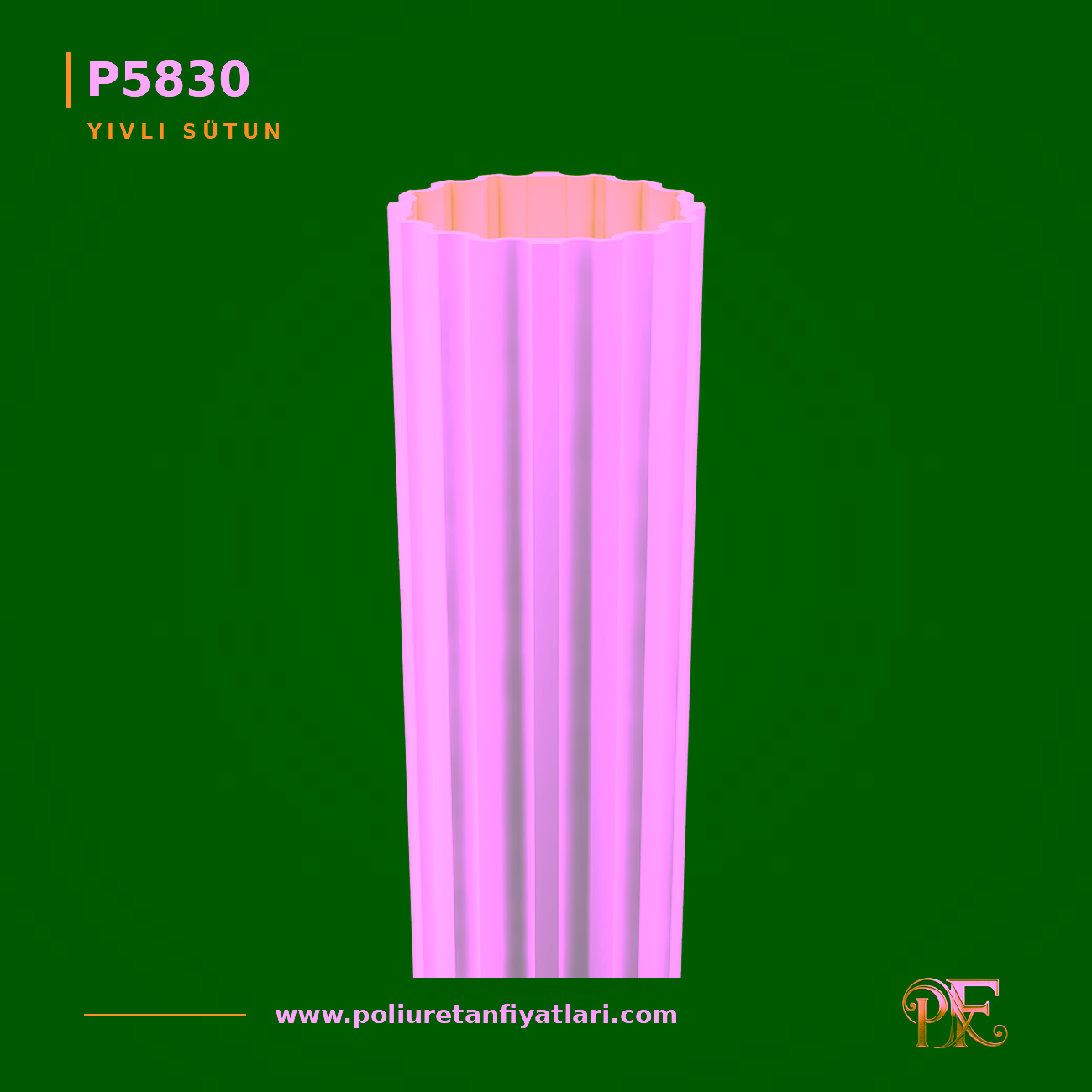 Poliüretan Yivli Sütun Gövdesi 300x2400 mm Tasarımı