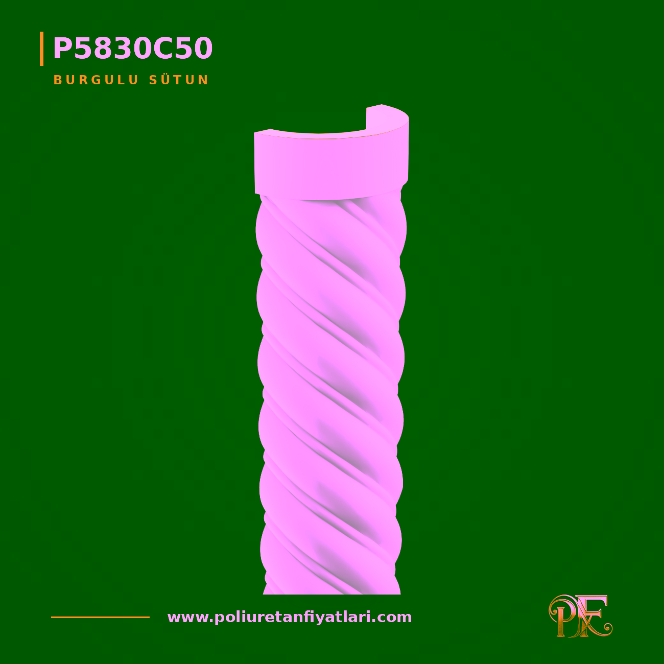 Poliüretan Burgulu Sütun Gövdesi 15x30 cm H:260 cm