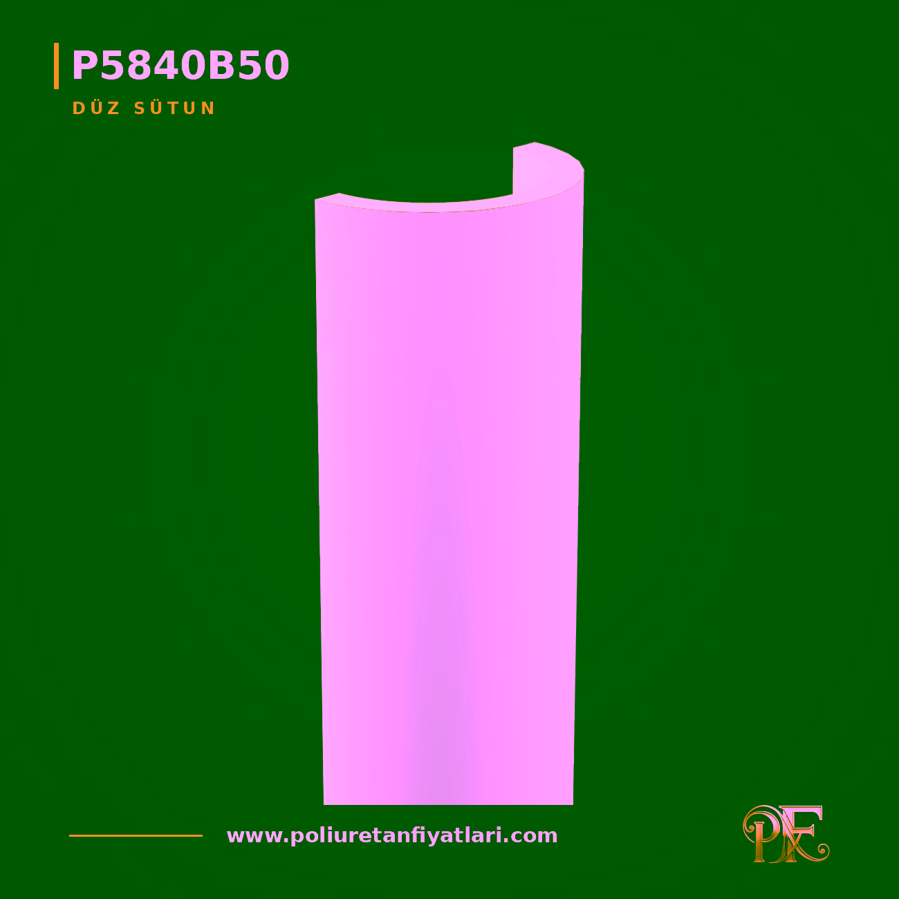 Poliüretan 200x400x2400 mm Düz Yarım Sütun Kaplama