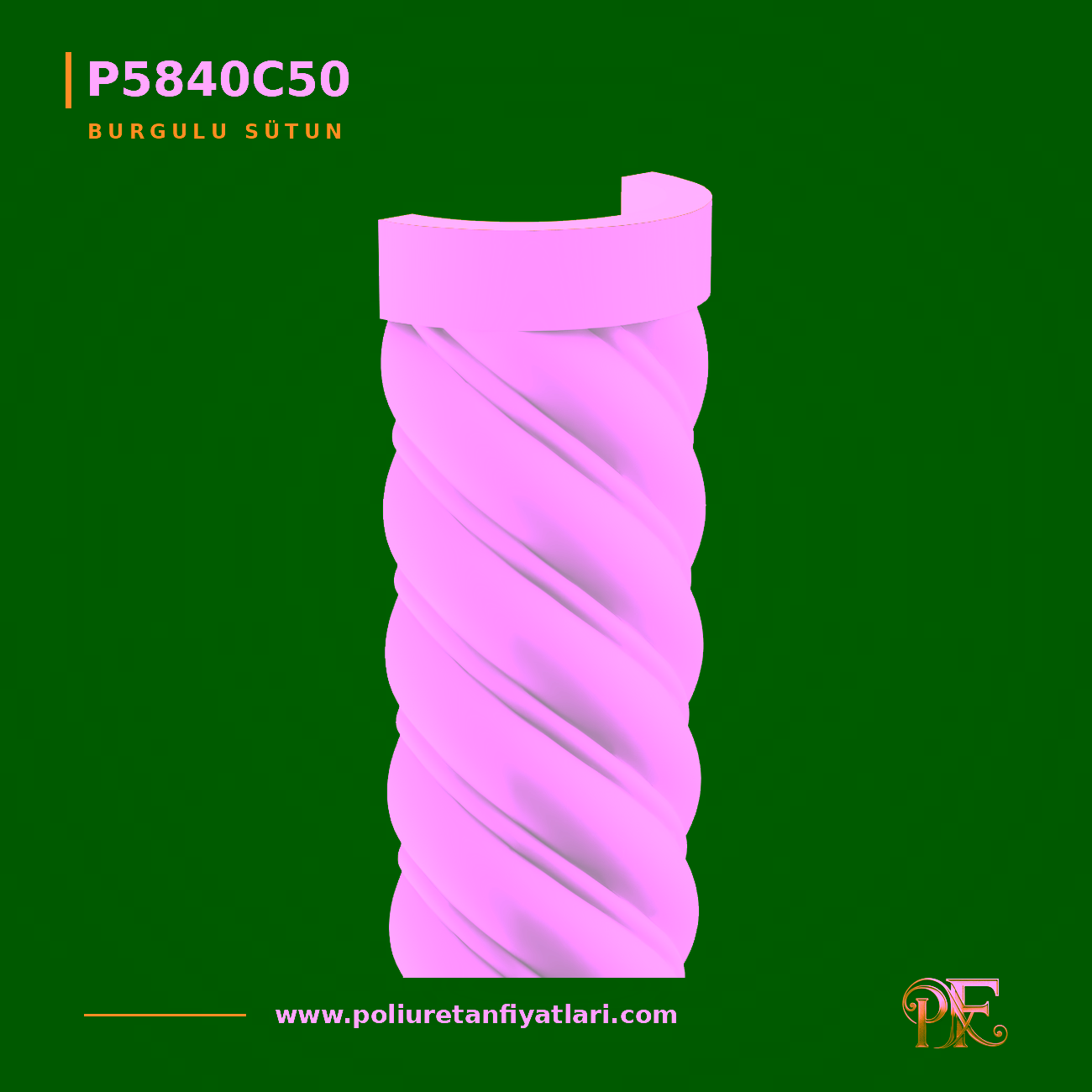 Poliüretan Burgulu Yarım Sütun Modeli 200x400x2600 mm
