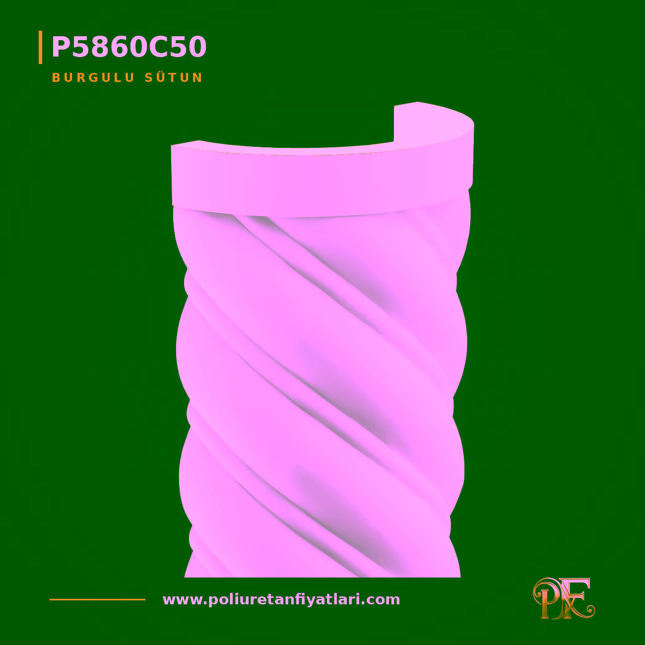 Poliüretan 300x600x2600 mm Burgulu Sütun Gövde Modeli