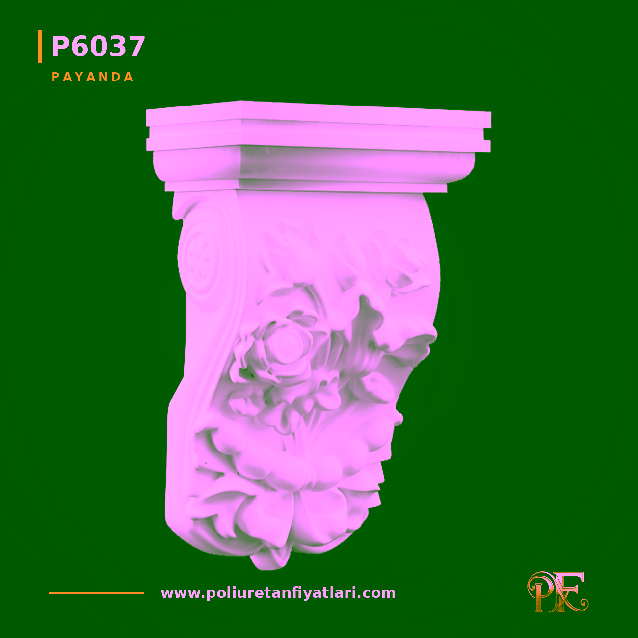 Poliüretan Çiçek Motifli Payanda Modeli 11×19.5×31.5 cm