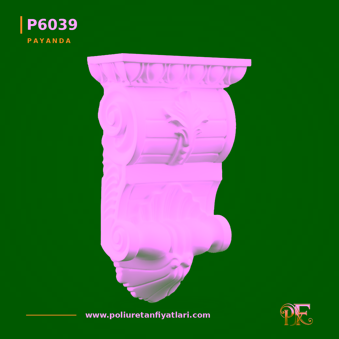 Poliüretan Payanda Model P6039 107x250x400 mm Oyma Motifli