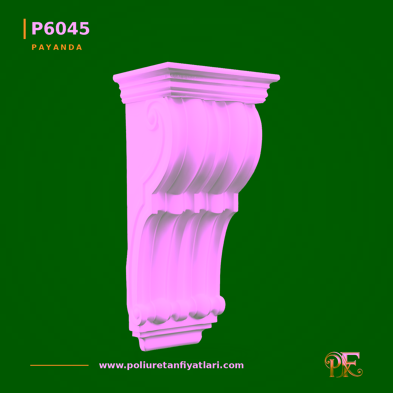 Poliüretan 230x335x660 mm Oyma Detaylı Klasik Payanda