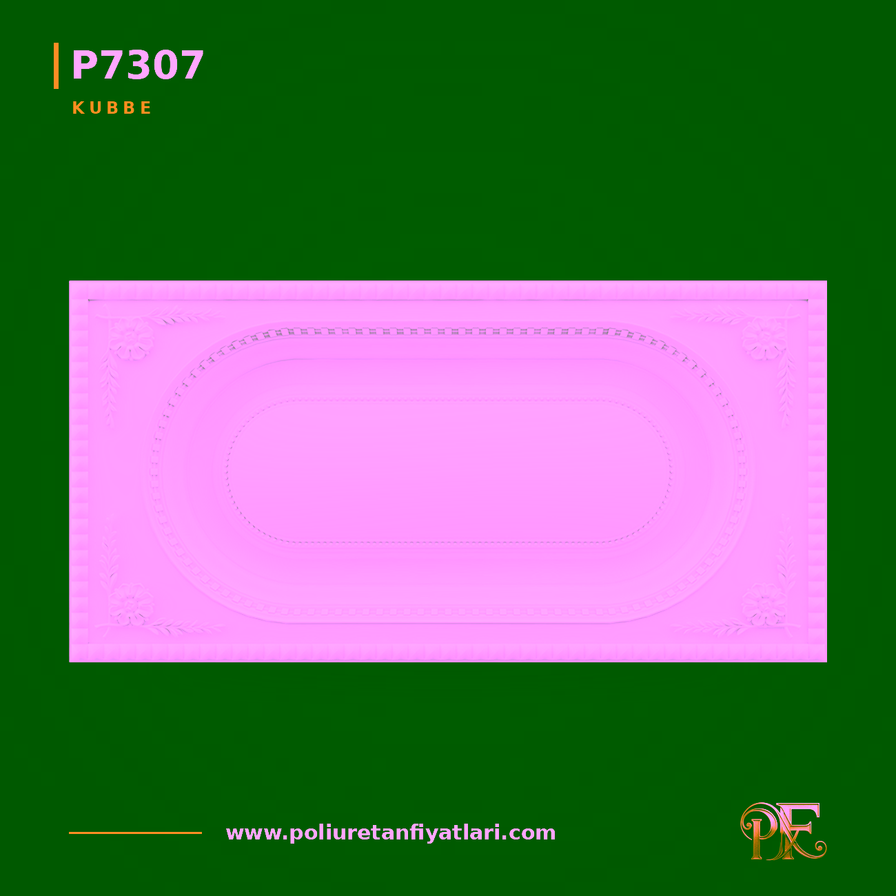 Poliüretan Oval Desenli Klasik Tavan Kubbesi 61x121 cm
