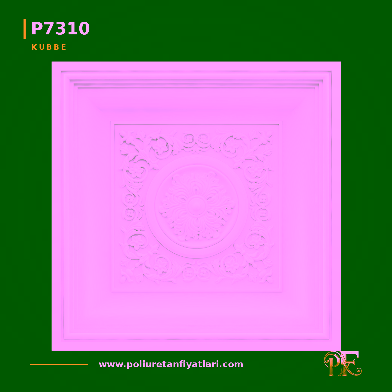 605x605 mm Desenli Poliüretan Tavan Göbeği Tasarımı