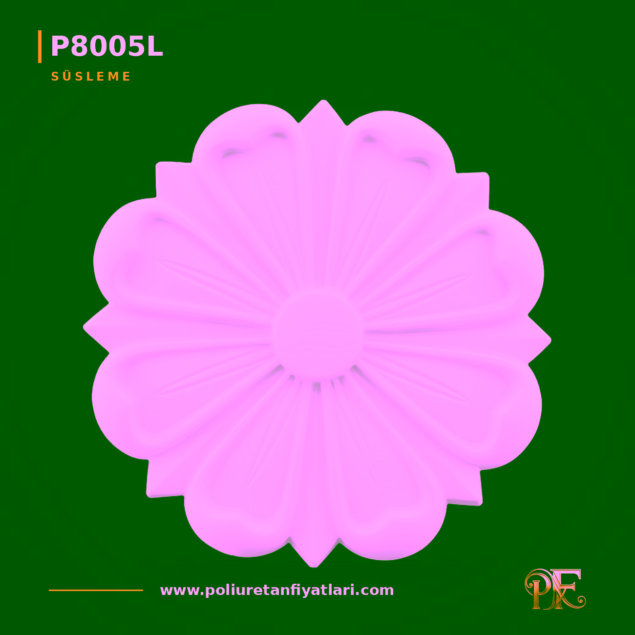 256x256 mm Akant Motifli Poliüretan Süsleme Modeli