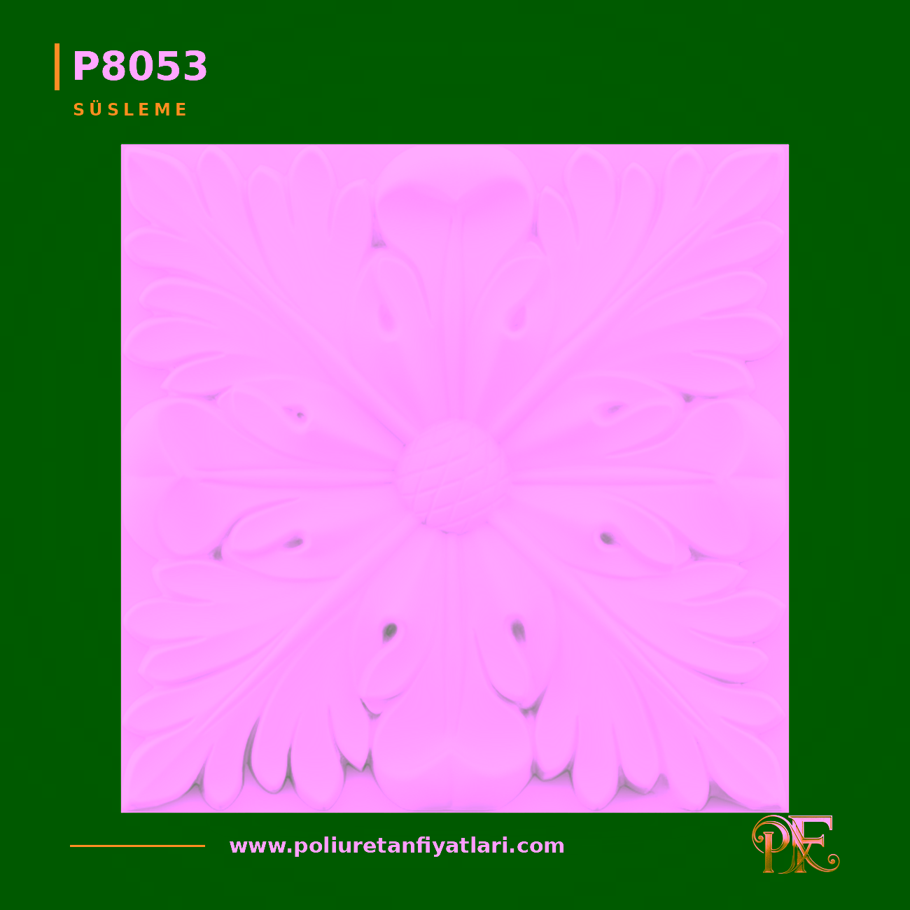 Poliüretan Kare Süsleme Modeli 20x20 cm Dekoratif Aplik