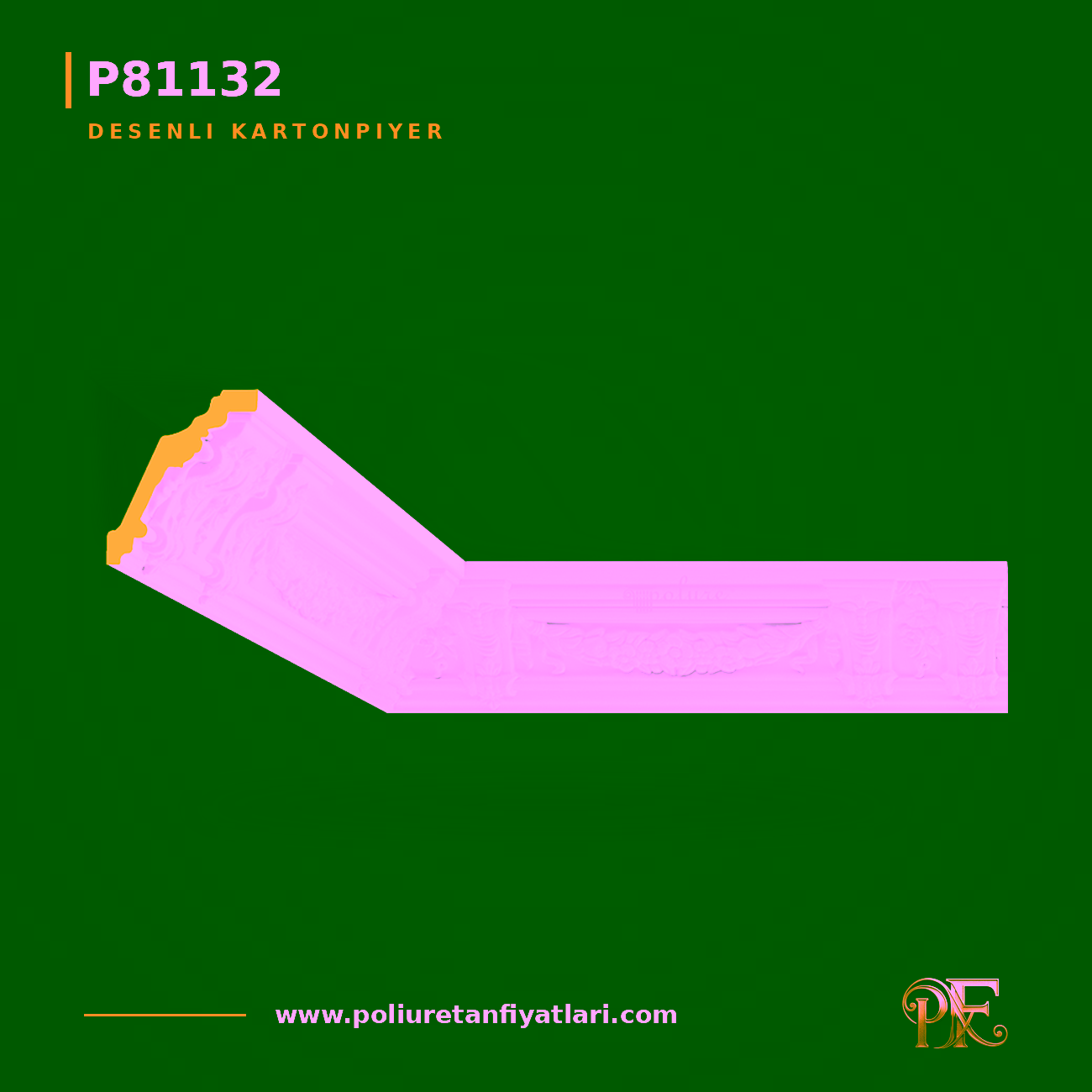 Poliüretan Desenli Kartonpiyer Tavan Profili 112×130 mm