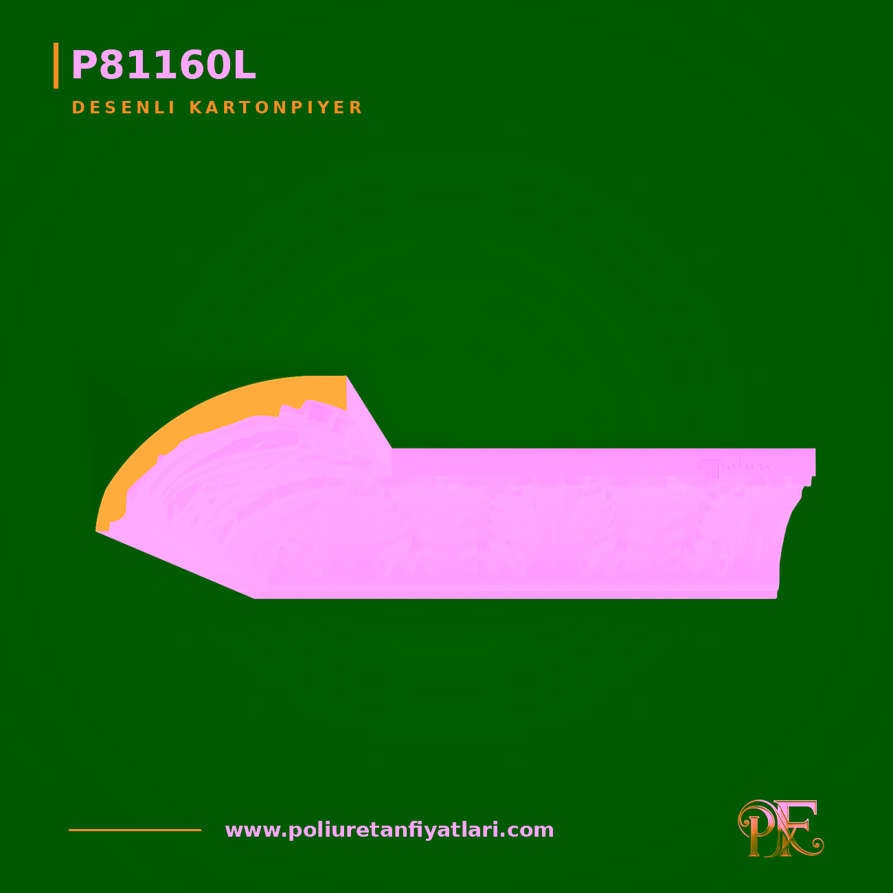 P81160L 38x24 cm Desenli Poliüretan Kartonpiyer Modeli