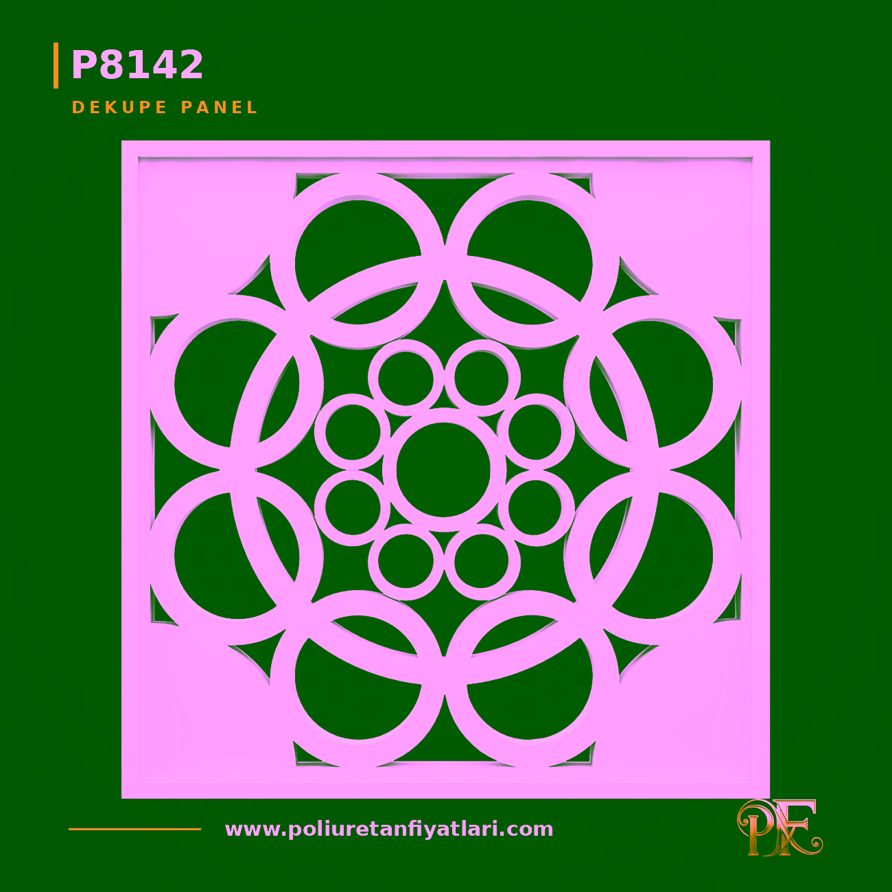 Poliüretan 57x57 cm Dekupe Oyma Motifi Duvar Paneli