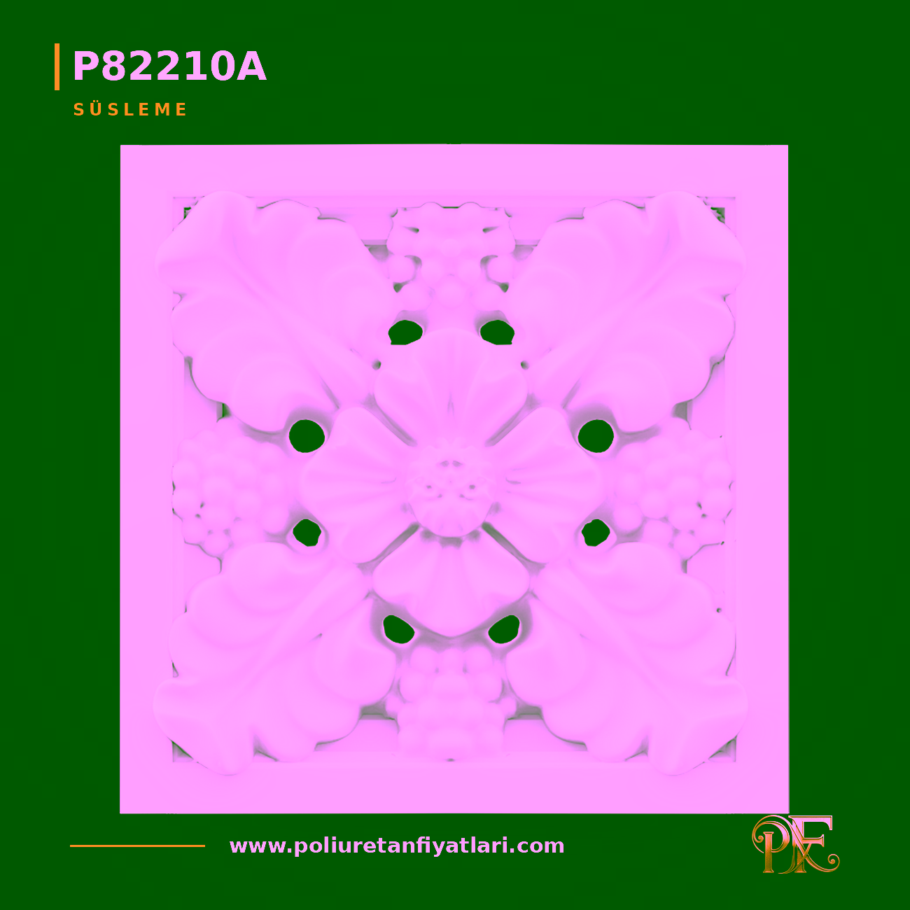 Poliüretan Kare Dekoratif Süsleme Motifi 241×241 mm